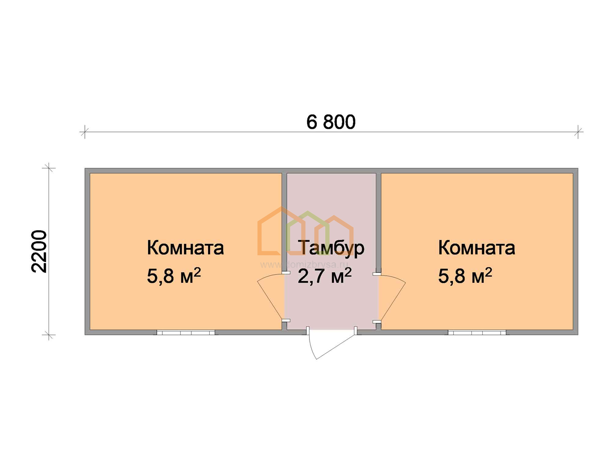 Дачная бытовка эконом Фикус - 5 (С) 6.8x2.2 Площадь: 14.96 м² со сборкой на  участке под ключ в Медыни и области